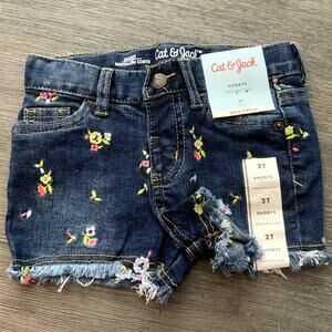 Girls' Floral Denim‎ Shorts, NWT, 2T